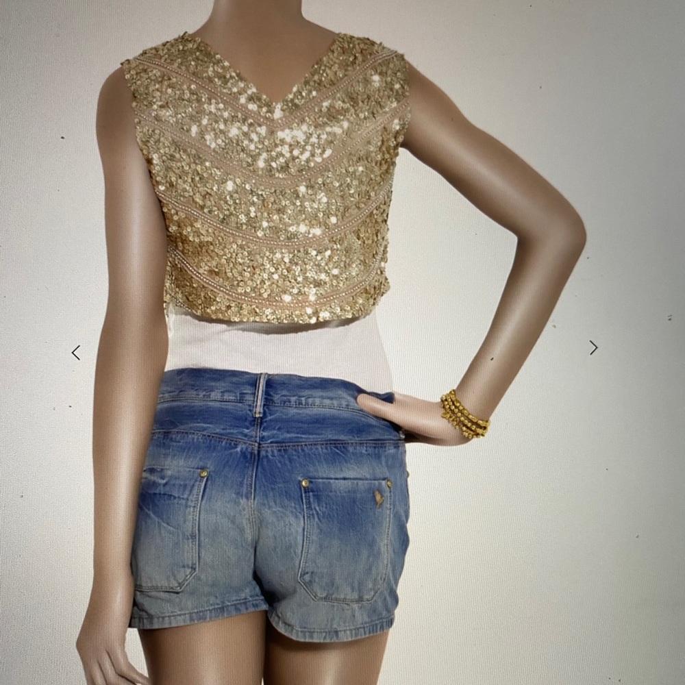 Haute Hippie Sequined Cropped Silk Vest Sz S NWOT - Picture 9 of 11